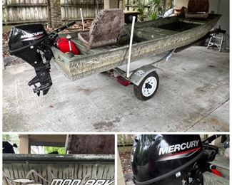 14’ Monark fishing/hunting boat w/motor and trailer 