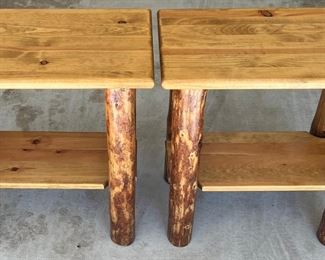 Pair Of Montana Outdoors Rustic Wooden Side Tables