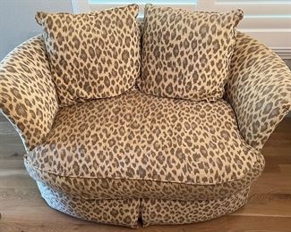 Custom Ferguson Copeland Limited Loveseat Leopard Print With Single Cushion And Two Pillows - Down Fill