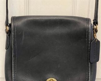 Vintage Coach Navy Blue Leather Cross Body Bag AON-9076