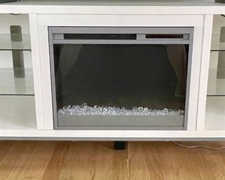 Ameriwood Home 64" White TV Stand With Fan Forced Electric Fireplace (works)