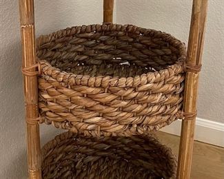Woven Rattan 3 Tier Round Shelf