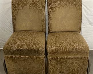 Pair Of Gold Tone Upholstered Side Chairs