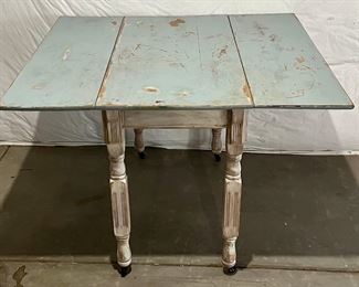 Antique Shabby Chic Drop Leaf Table With Carved Legs