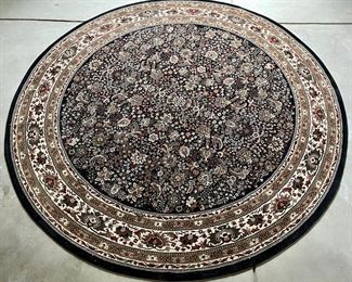 8 Foot Black, Cream, & Red Floral Area Rug