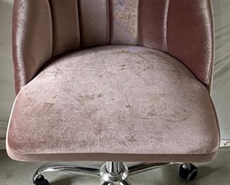 Ross Pink Material Office Chair With Chrome Base