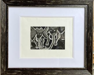 Azzure Homes Elephant Print In Black Frame