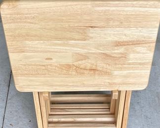 5-piece Oak TV Tray Set ( As Is )