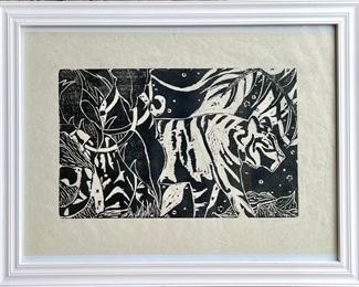 Original Diana Coohill Black & White Graphic Art Framed And Matted 21 X 27 Inch