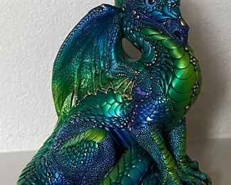 Windstone Male Dragon Figurine Emerald Peacock 503EP In Original Box