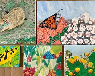 (5) Original Diana Coohill Colorful Nature Oil Paintings On Canvas