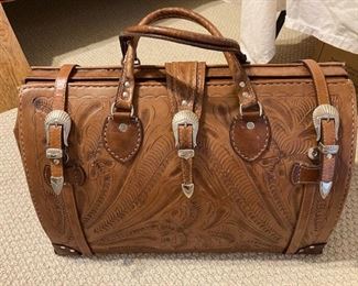 large hand tooled leather bag
