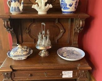 unusual oak antique server