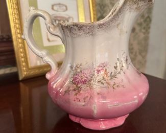 Anchor pink and white pitcher