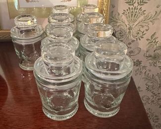 Nine piece French country spice jars