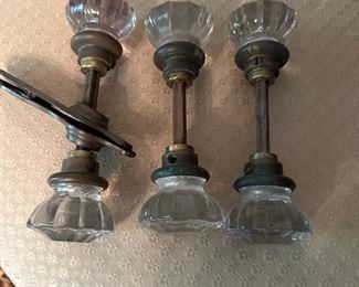 Antique glass, crystal door knobs