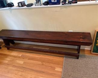 2 farmhouse, style, long benches. Dark brown.