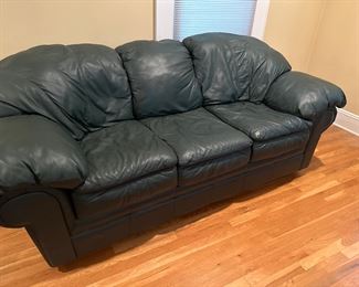 Leather Forest Green Sofa.