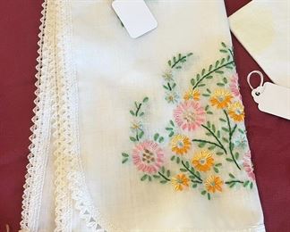 Several pieces are hand embroidered