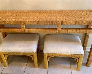 wicker entry table/ extra seating/side buffet
