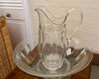 vintage Heisey glass pitcher and wash basin A. H. HEISEY & COMPANY 
