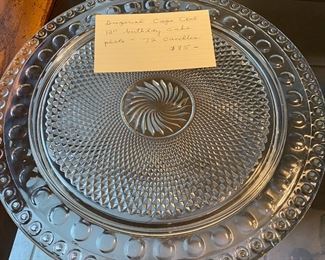 Imperial Glass Cape Cod 13" birthday cake plate, holds 72 candles, rare find, we have two