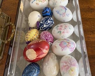 alabaster and porcelain egg collection