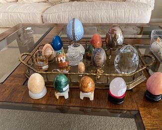 alabaster and porcelain egg collection