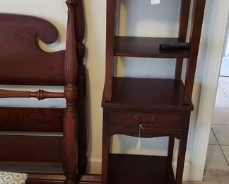 Dixie cherry full size four poster bed, night tables