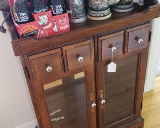 display cabinet, steins, Razorback coke