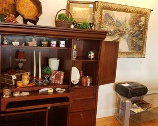 Computer armoire desk, accessories