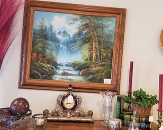 Framed print, vintage clock, decor