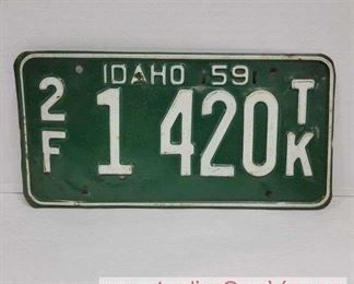 19 1959 IDAHO License Plate. 1 420.