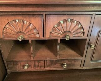 Carved detailed desk area