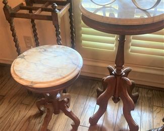 Small antique  marble top tables