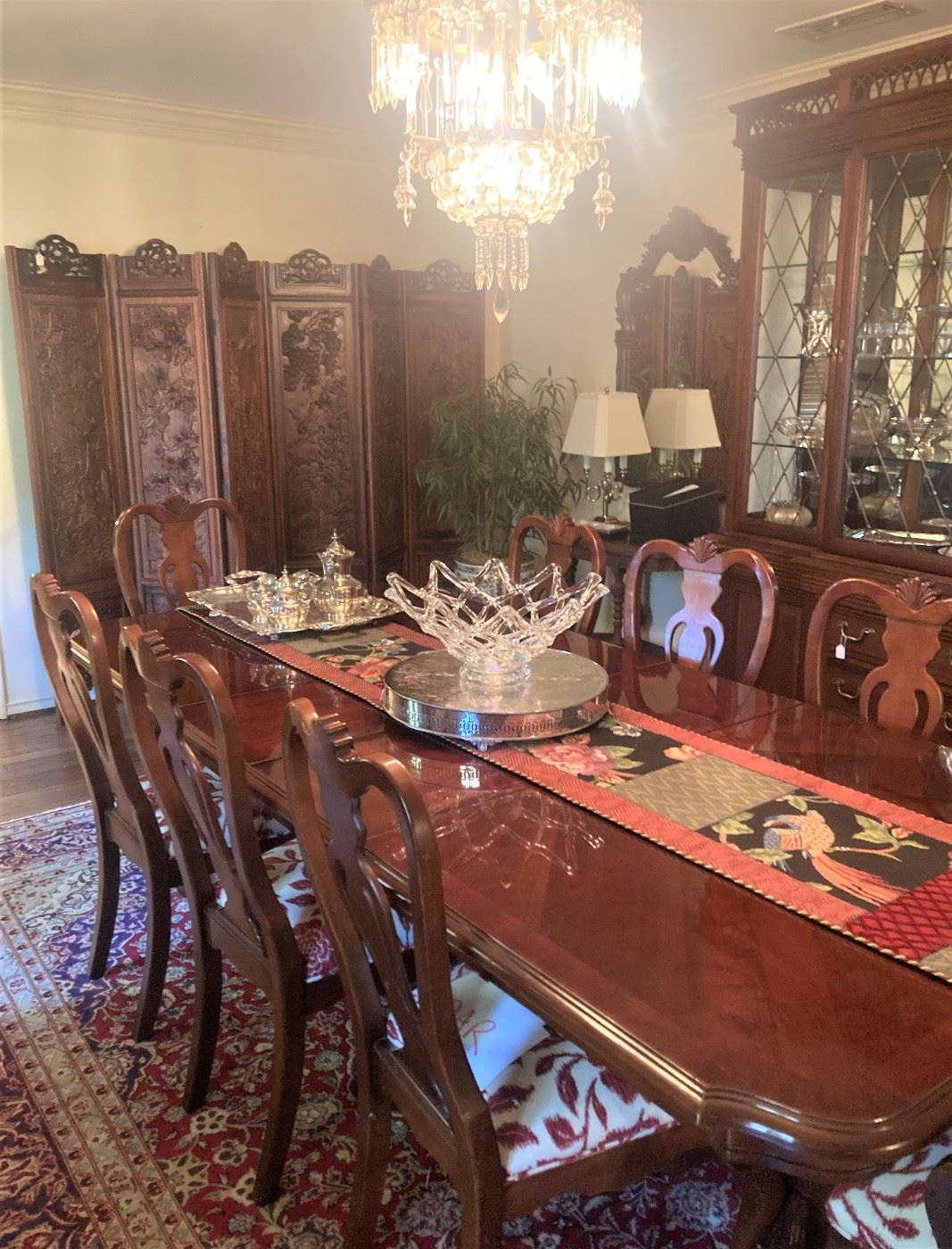 Exceptional dining room table and 8 chairs