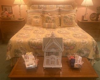 King bed and custom bedding