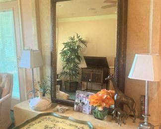 Large mirror; matching lamps