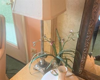 One of two matching lamps; pottery vase