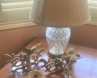 Crystal lamp; bird candle holders