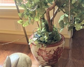 Another artificial plant; stone bunnies