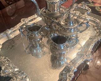 Lovely silverplate coffee service with tray
