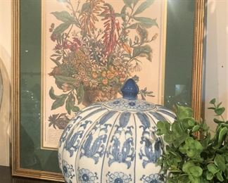 Blue & white lidded jar