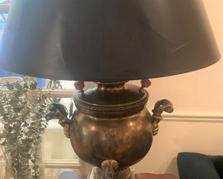 Antique brass samovar table lamp