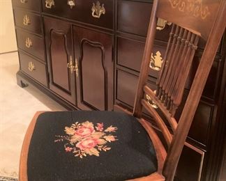 Vintage chair with needlepoint seat