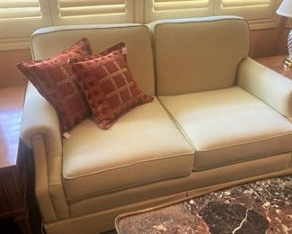Love seat - small green checked custom upholstery