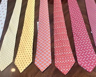 Extremely good-looking ties: Salvatore Ferragamo, Hermes,  Robert Talbott Estate, etc.