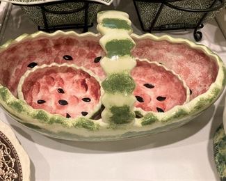 Darling watermelon serving bowl/basket and 2 small bowls