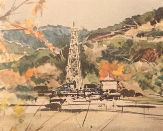 Framed art - oil drilling scenery
