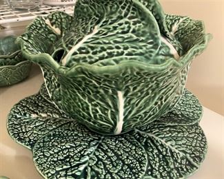 Cabbage tureen and cabbage leaf underplate